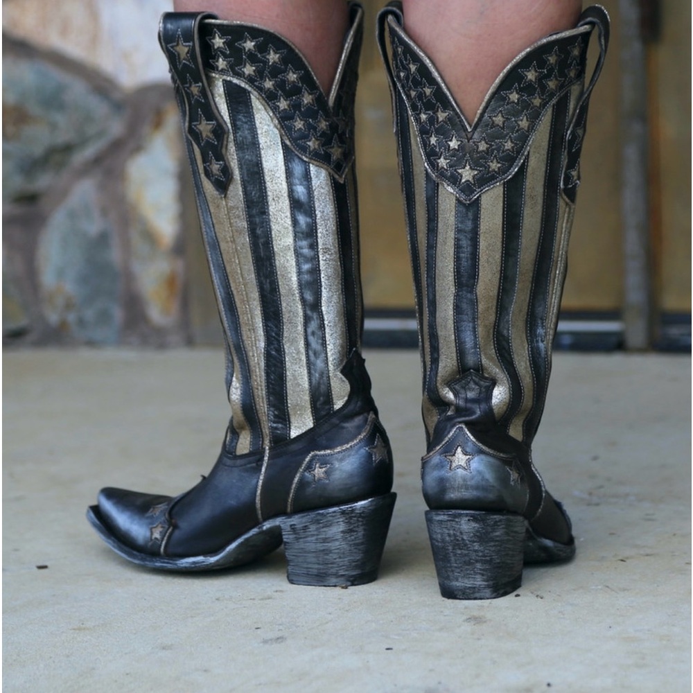 Yippee Ki Yay by Old Gringo Ladies Bloom Stars & Stripes Boots NIB size 8.5